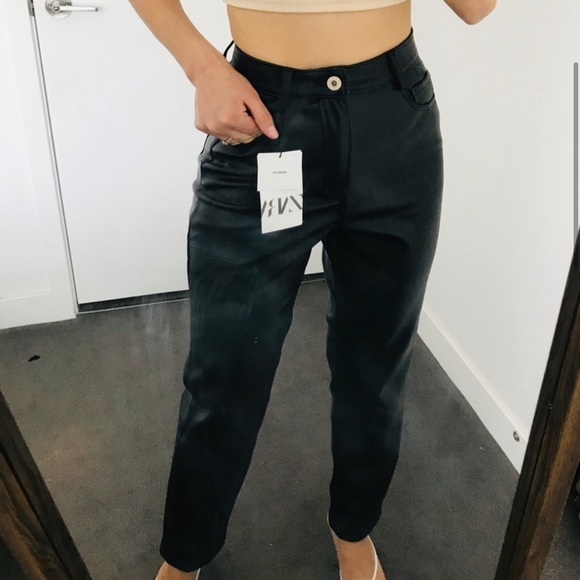 Zara | Pants u0026 Jumpsuits | Nwt Zara Faux Leather Mom Fit Pants | Poshmark